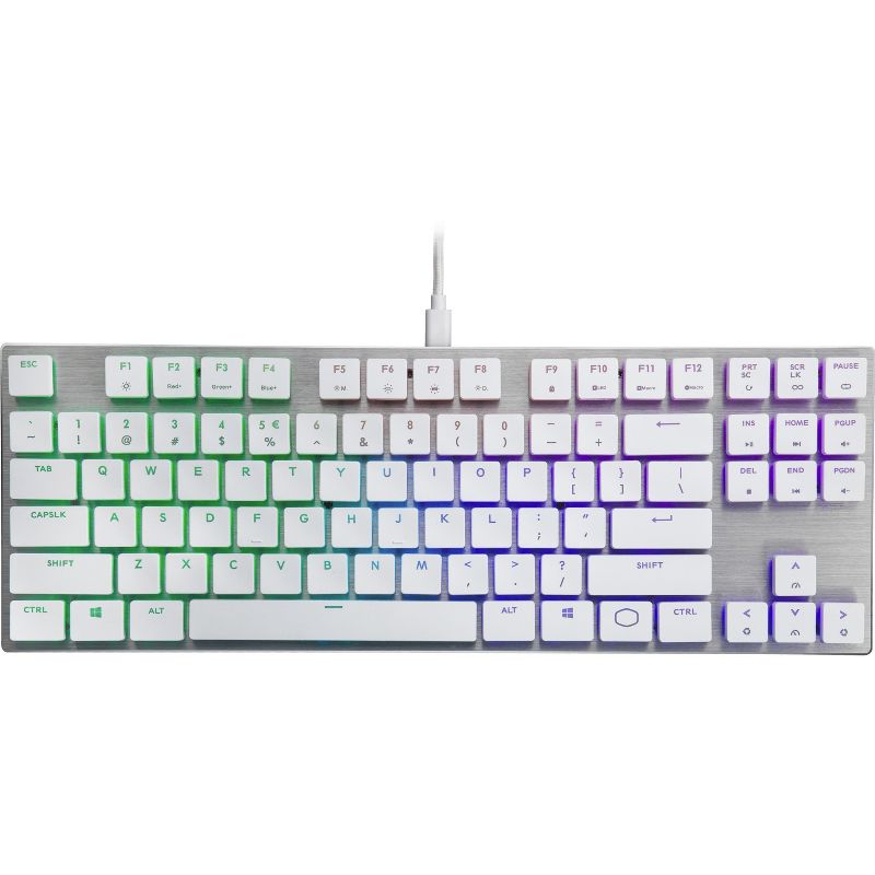 Cooler Master SK630 Keyboard - Cable Connectivity - USB 2.0 Type A Interface - PC - Mechanical Keyswitch - Silver/White