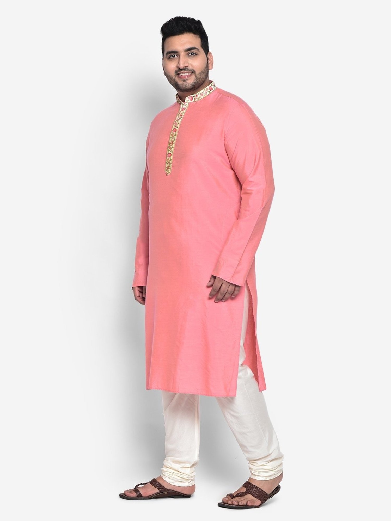 KISAH PLUS Pink Regular Fit Embroidered Kurta