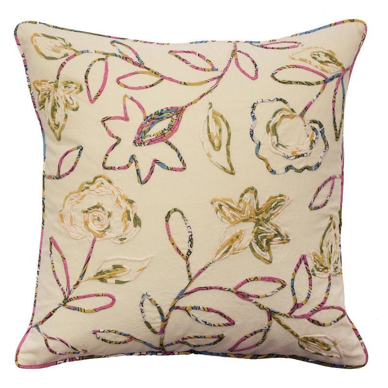 Floral Key of Life Textured Fabric Pillow - Waverly