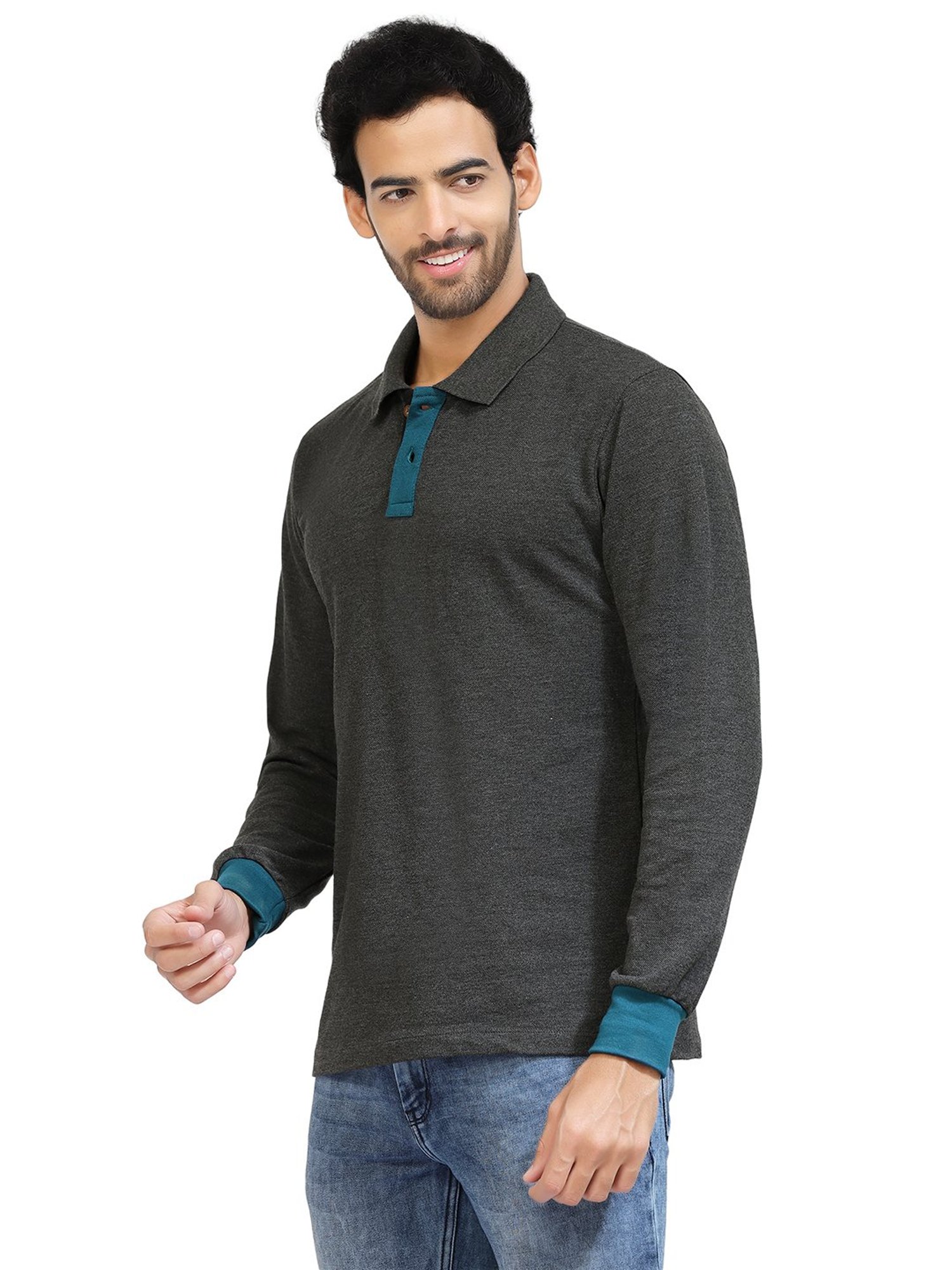 Kalt Dark Grey Regular Fit Polo T-Shirt