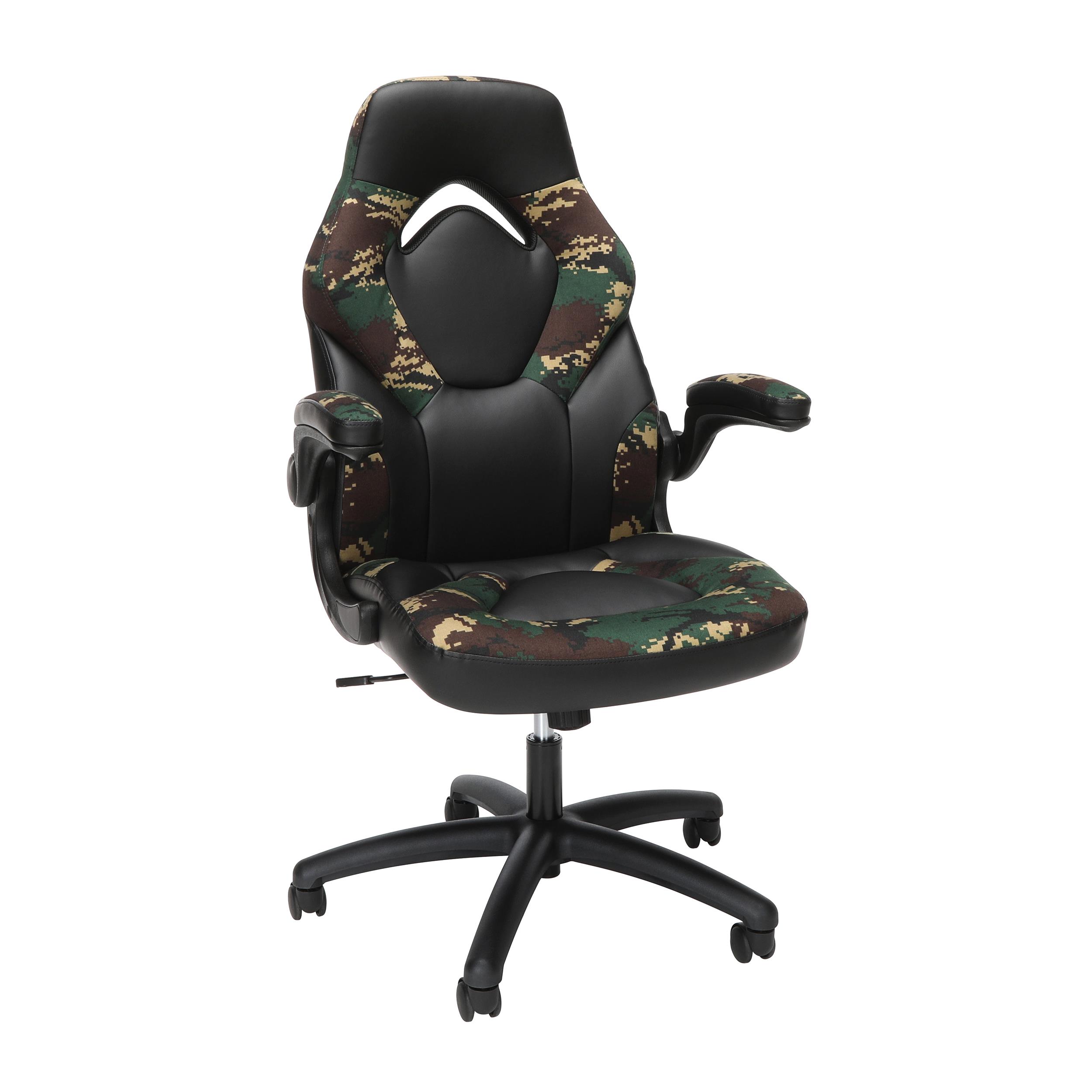 OFM Essentials Collection Racing Style Bonded Leather Gaming Chair, in Arctic Camo (ESS-3085-ARC)