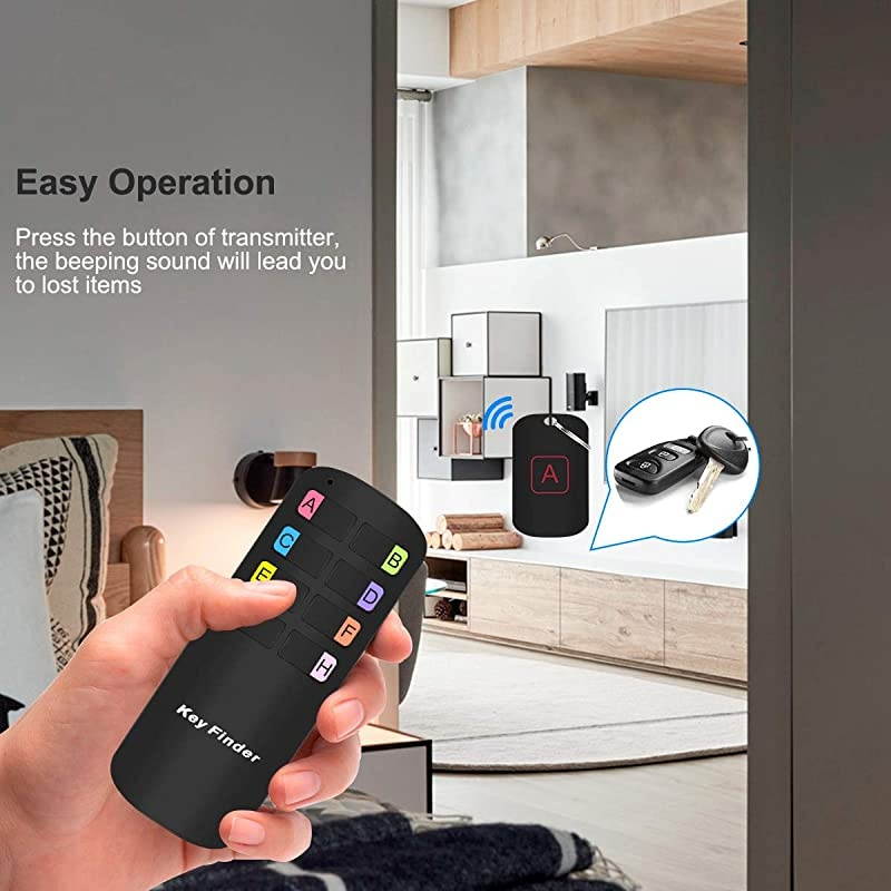 Key Finder,  Wireless RF Item Locator with 1 RF Transmitter and 8 Receivers, Item Tracker Support Remote Control, Wireless Key RF Locator, Pet Wallet Luggage Tracker 130ft Working Range
