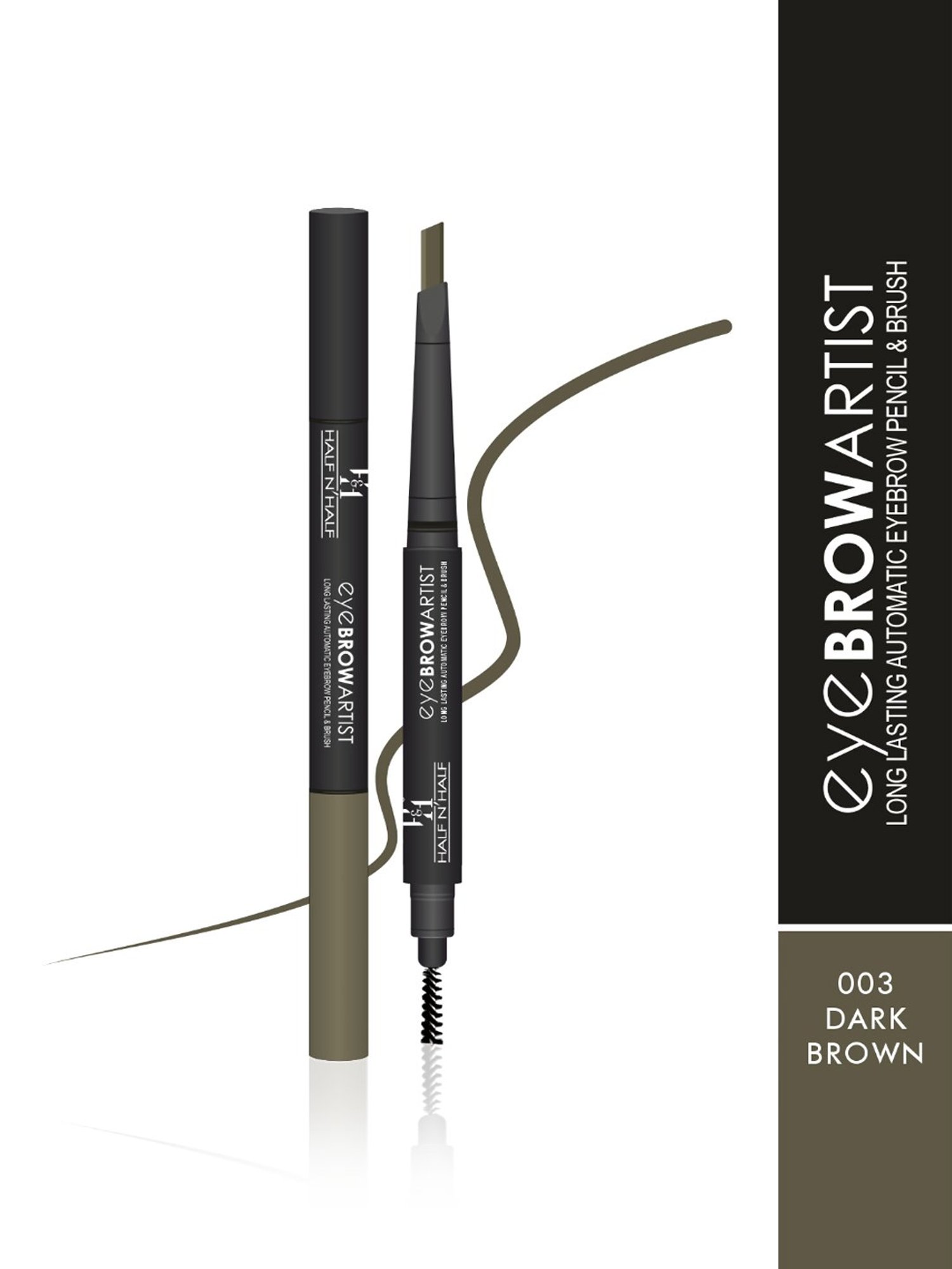 Half N Half Eye Brow Artist Long Lasting Automatic Eyebrow Pencil & Brush 003 Dark Brown - 4 gm