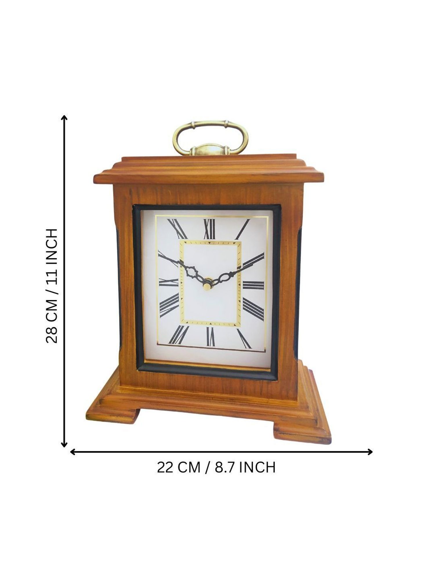 CHRONIKLE Rectangular Brown Wood Table or Desk Clock