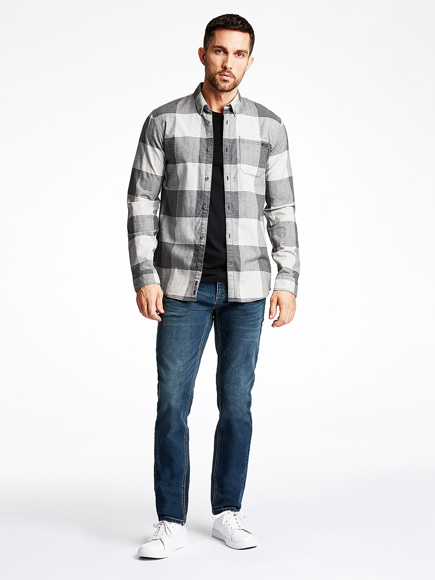 Lindbergh Grey Check Button Down Collar Shirt