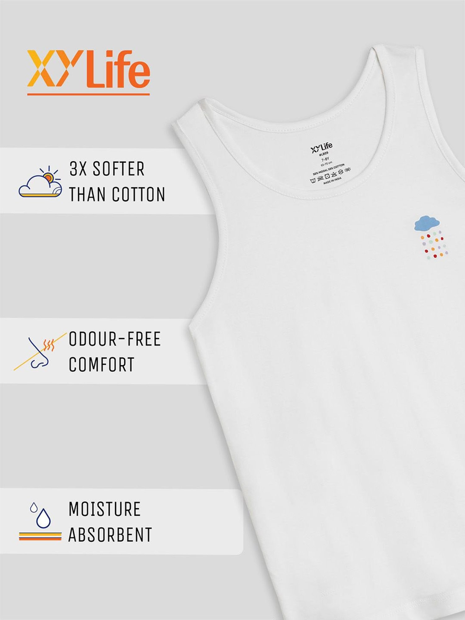 XY Life Kids White Relaxed Fit Vests