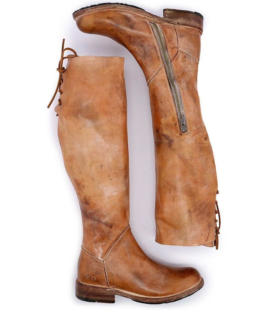 Bed Stu Manchester Tall Leather Wide Calf Block Heel Riding Boots