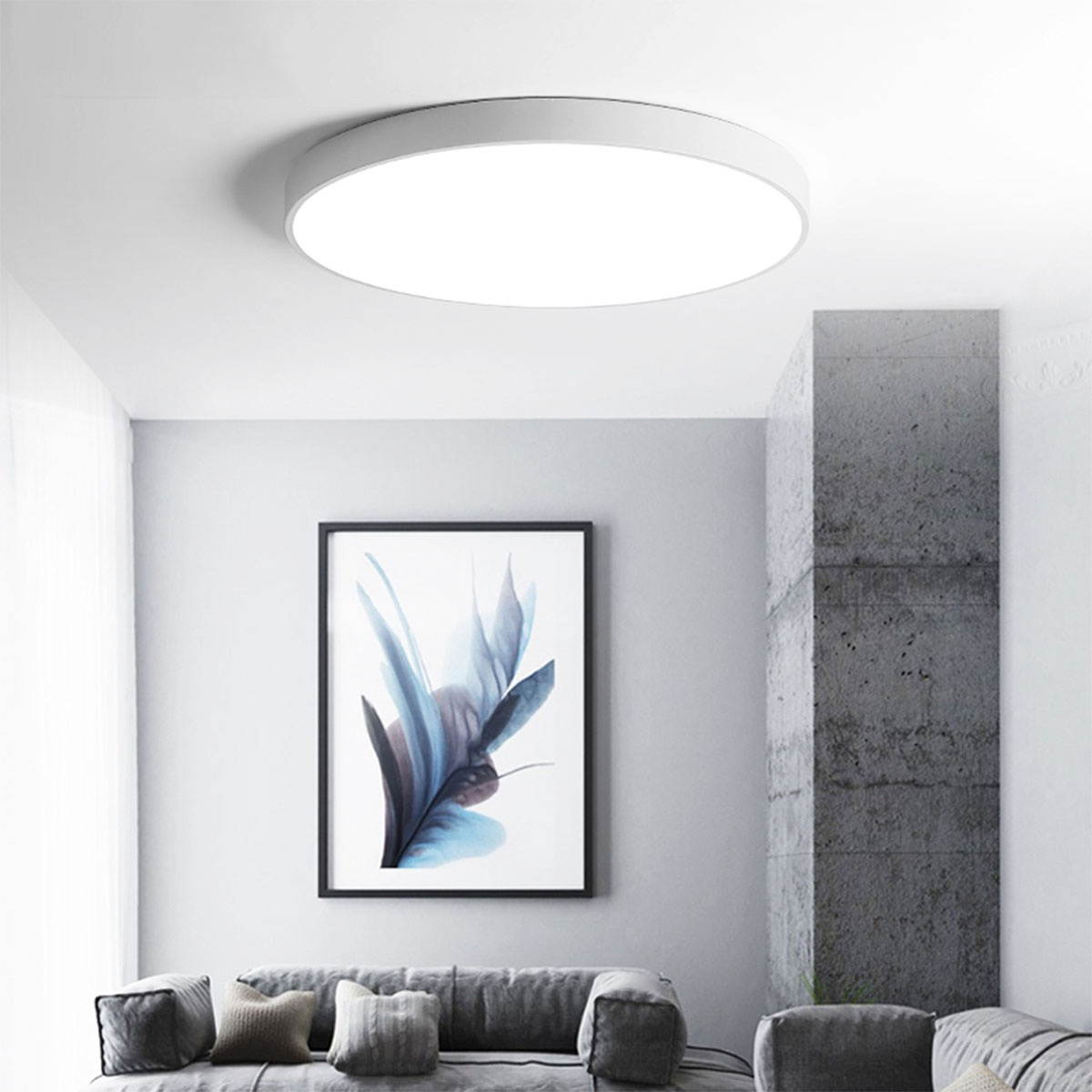 Modern LED Ceiling Light Round Simple Ultra Thin Lamps for Dining Room Balcony Bedroom Living Room (Orange-Yellow, 30cm, 12W White Light)