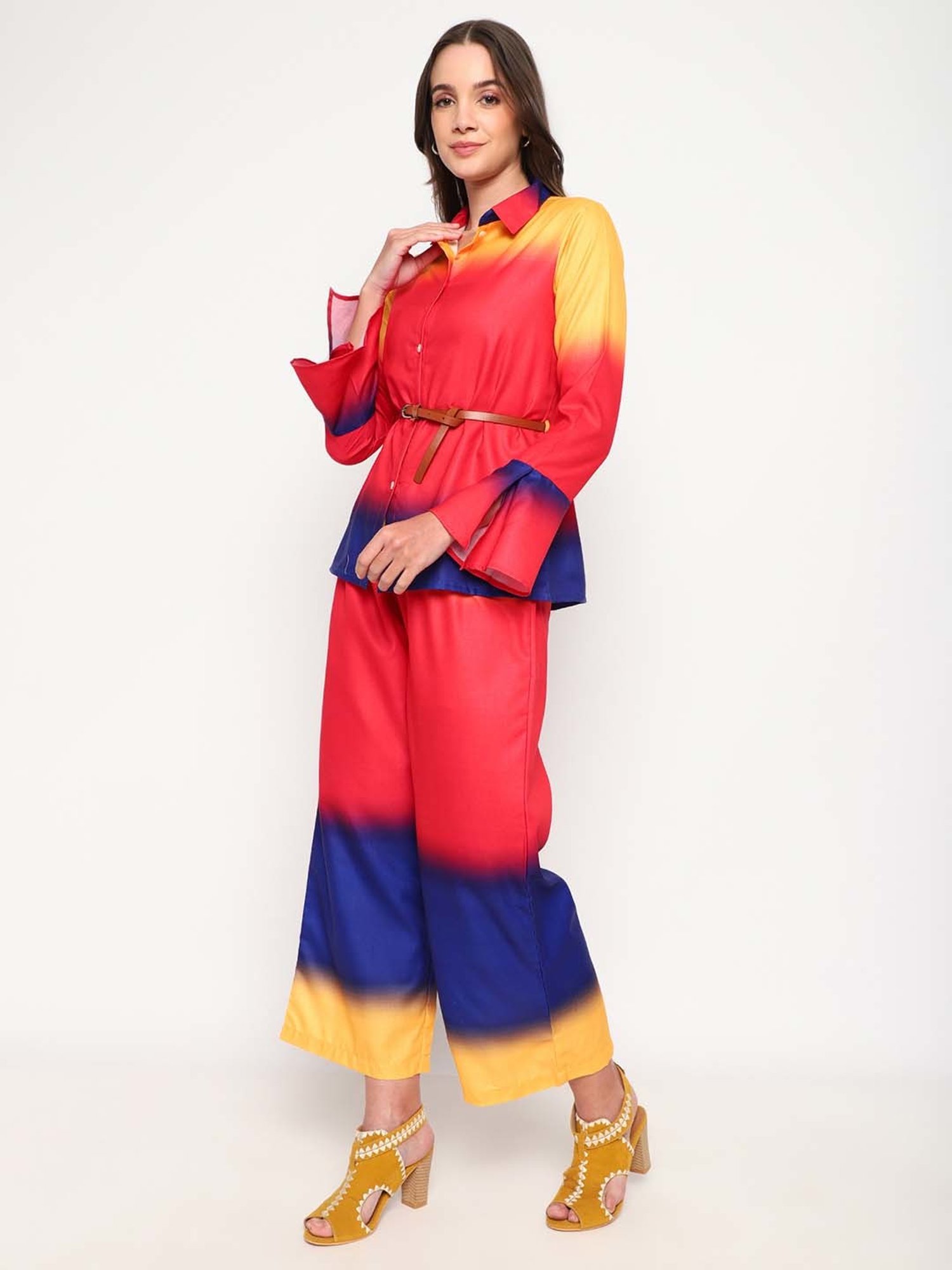 Sringam Multicolored Cotton Tie & Dye Shirt Pant Set