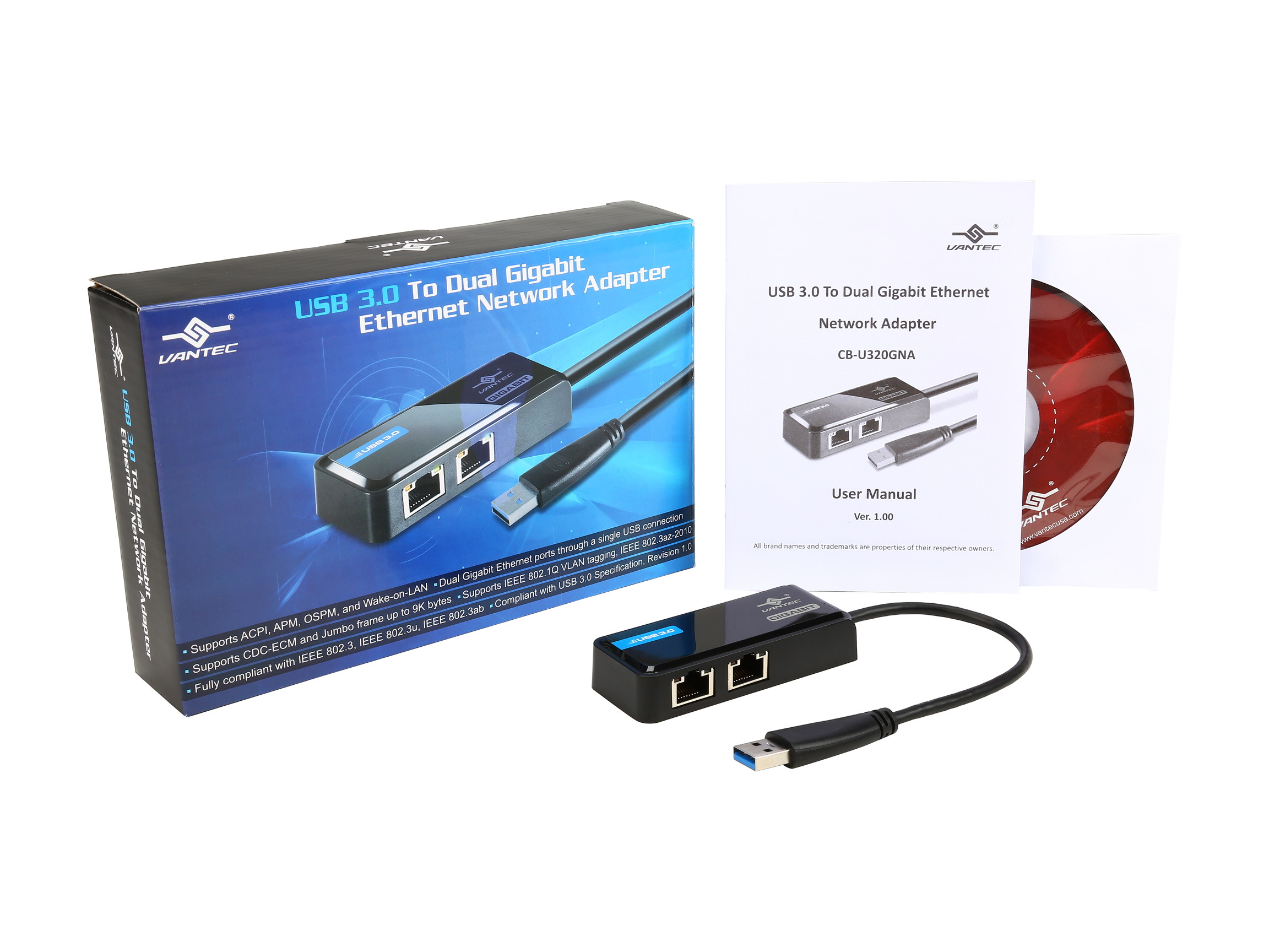 VANTEC CB-U300GNA USB 3.0 Gigabit Ethernet Adapter