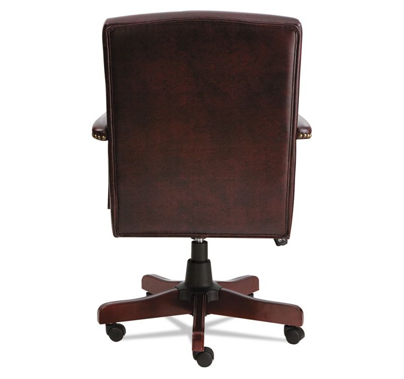 Alera Traditional Series High-Back Chair, Mahogany Finish/Oxblood Vinyl TD4136