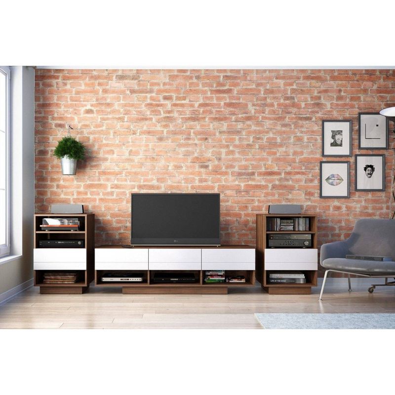 Sequence TV Stand for TVs up to 66" Walnut/White - Nexera