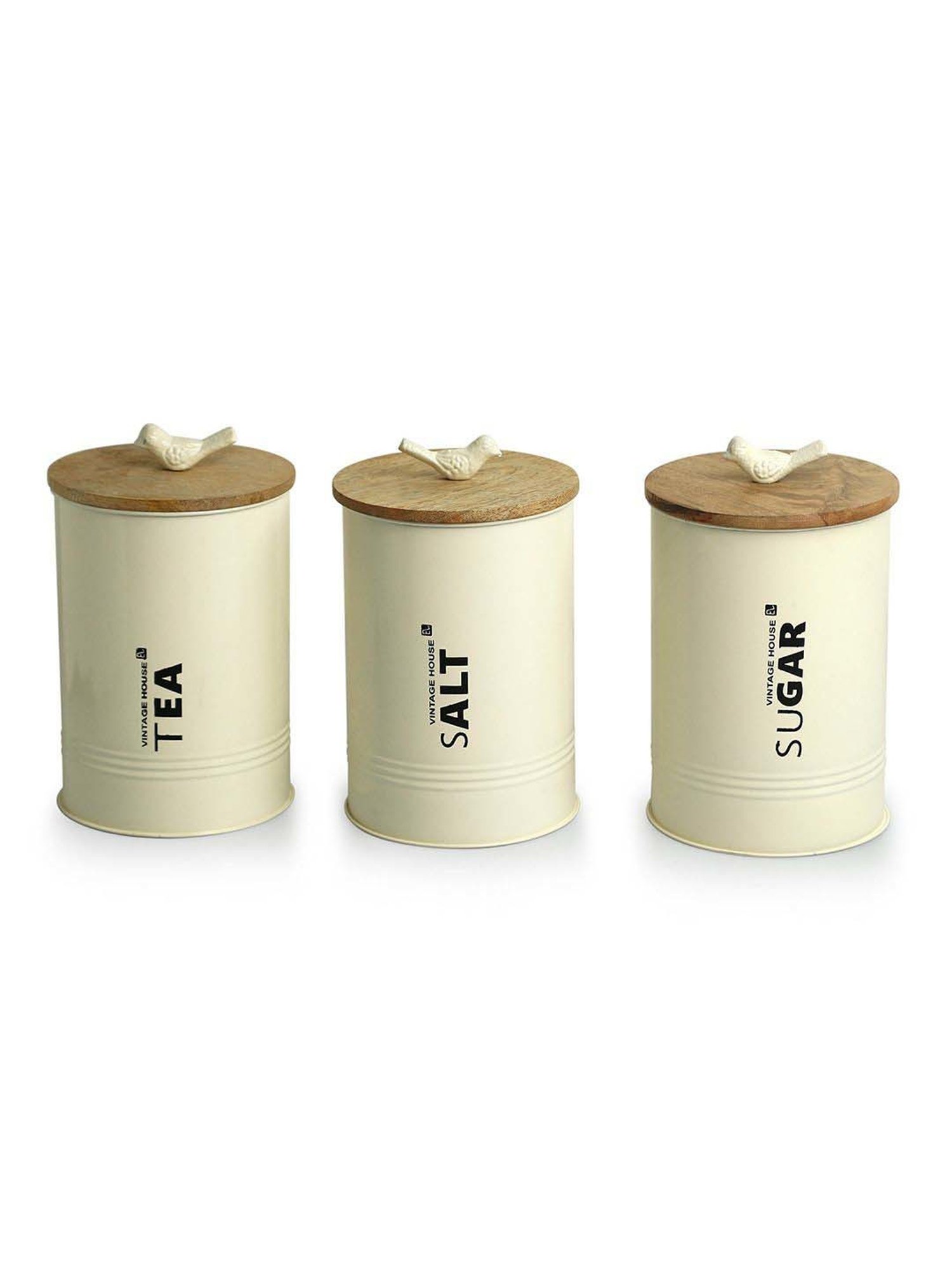 ExclusiveLane Off-White & Light Brown Iron Doves Multi Utility Jars & Containers