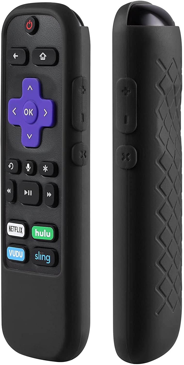 Remote Cover Case Compatible with Roku 3600R/3800/3900/Voice RCAL7R Remote - SYMOTOP Silicone Protective Cover Fits for TCL Roku Steaming Stick/Voice/Express/Premiere TV Remote Controller - Black