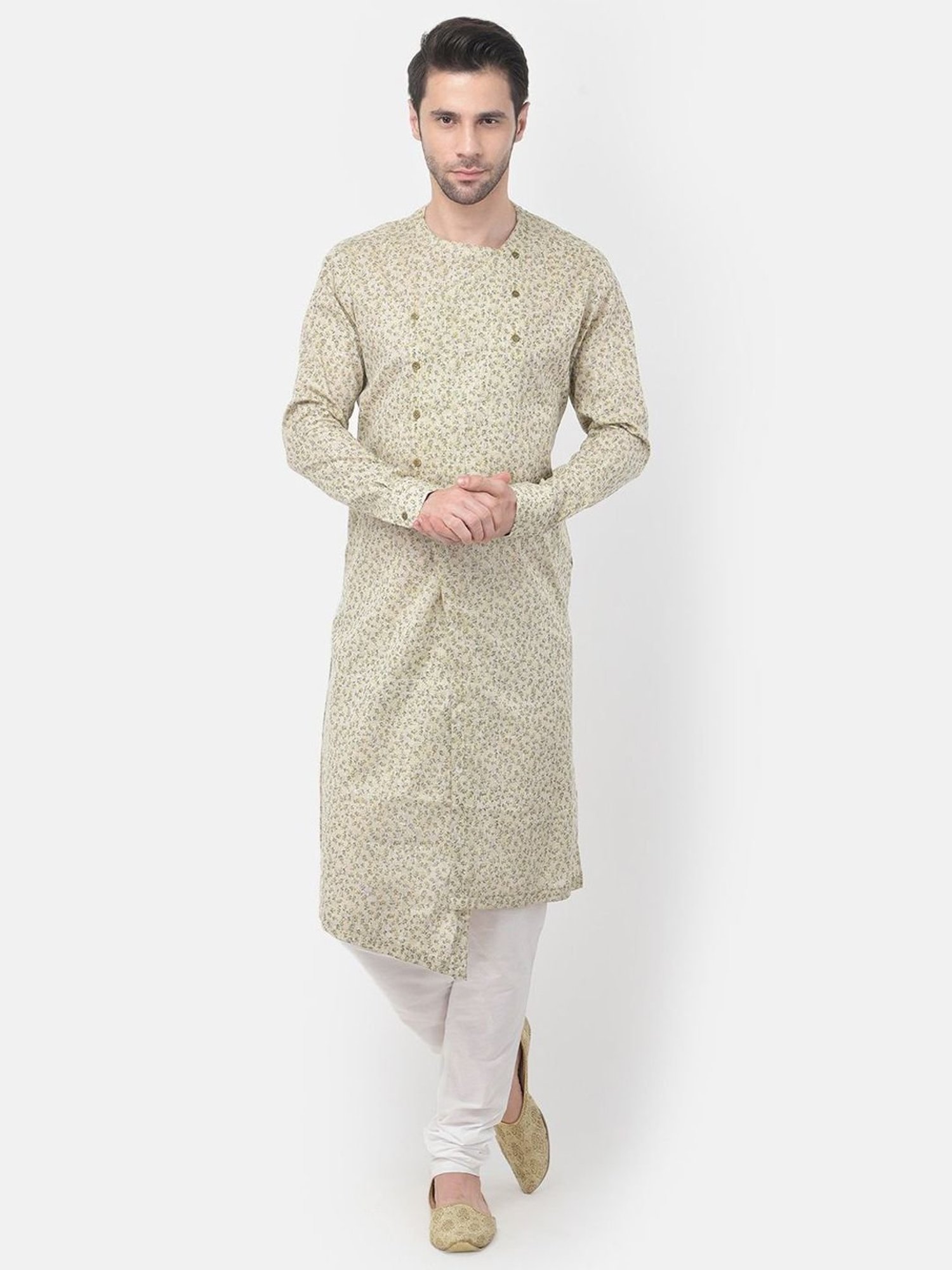 TABARD Beige Cotton Regular Fit Printed Kurta Bottom Set