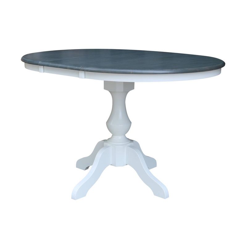 Kent 36" Round Top Dual 12" Drop Leaf Dining Table White/Heather Gray - International Concepts