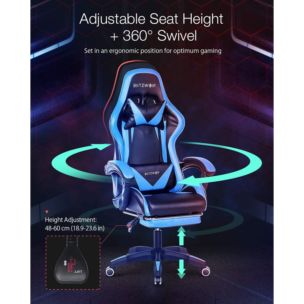 Gaming Office Ergonomic Computer Chair 150&deg;Reclining With Footrest