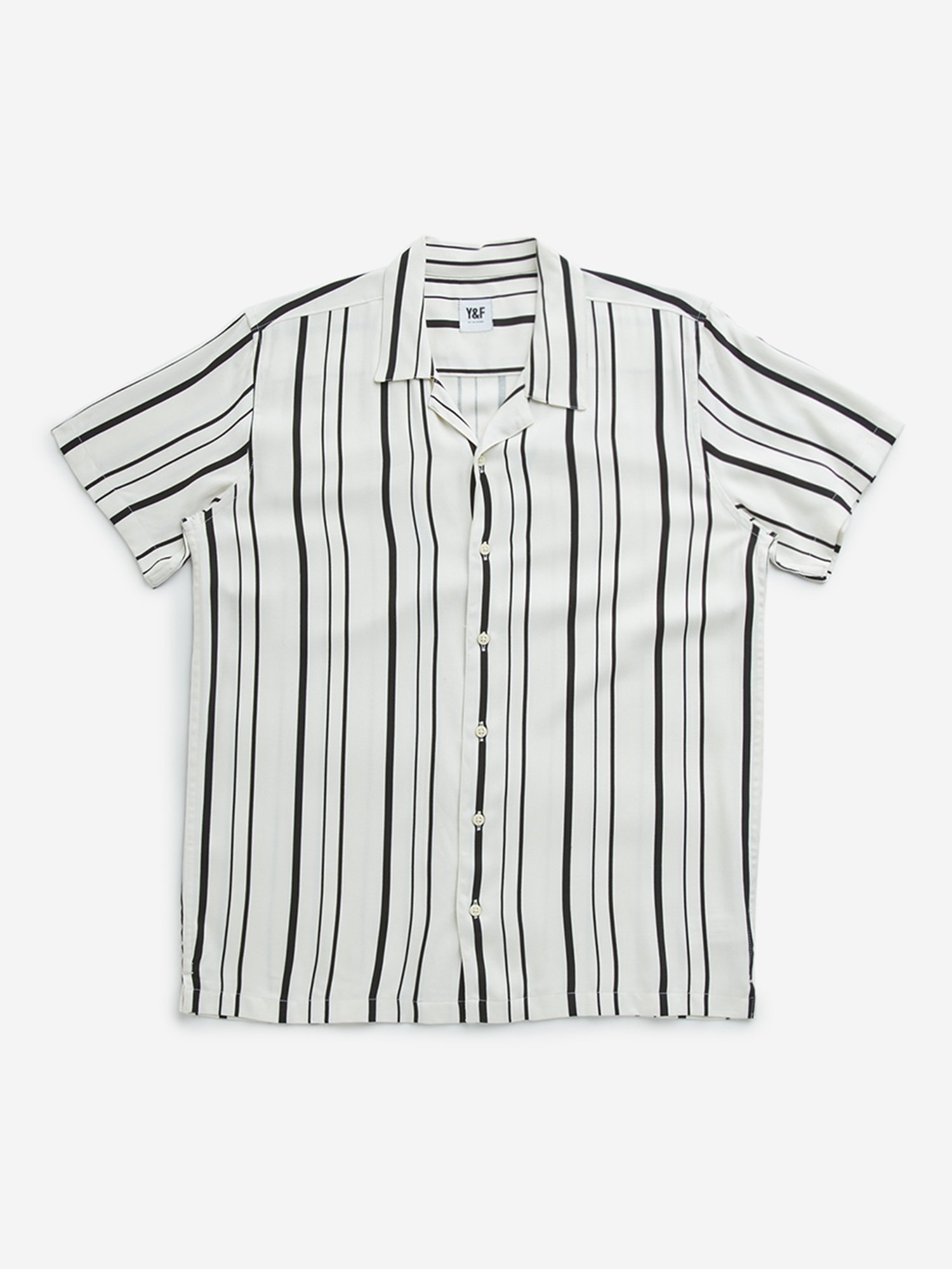 Y&F Kids by Westside Black Striped Resort-Fit Shirt