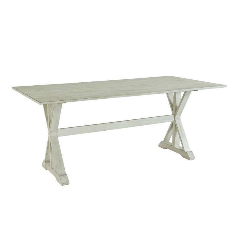 6pc Wooden Dining Set with 1 Bench and X Back Chairs White - Benzara