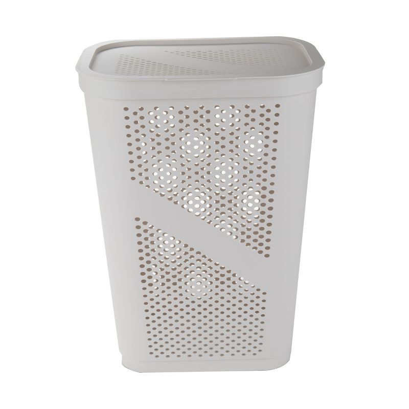 Mind Reader Perforated Plastic Hamper 60 Liter/16 Gallon,Ivory