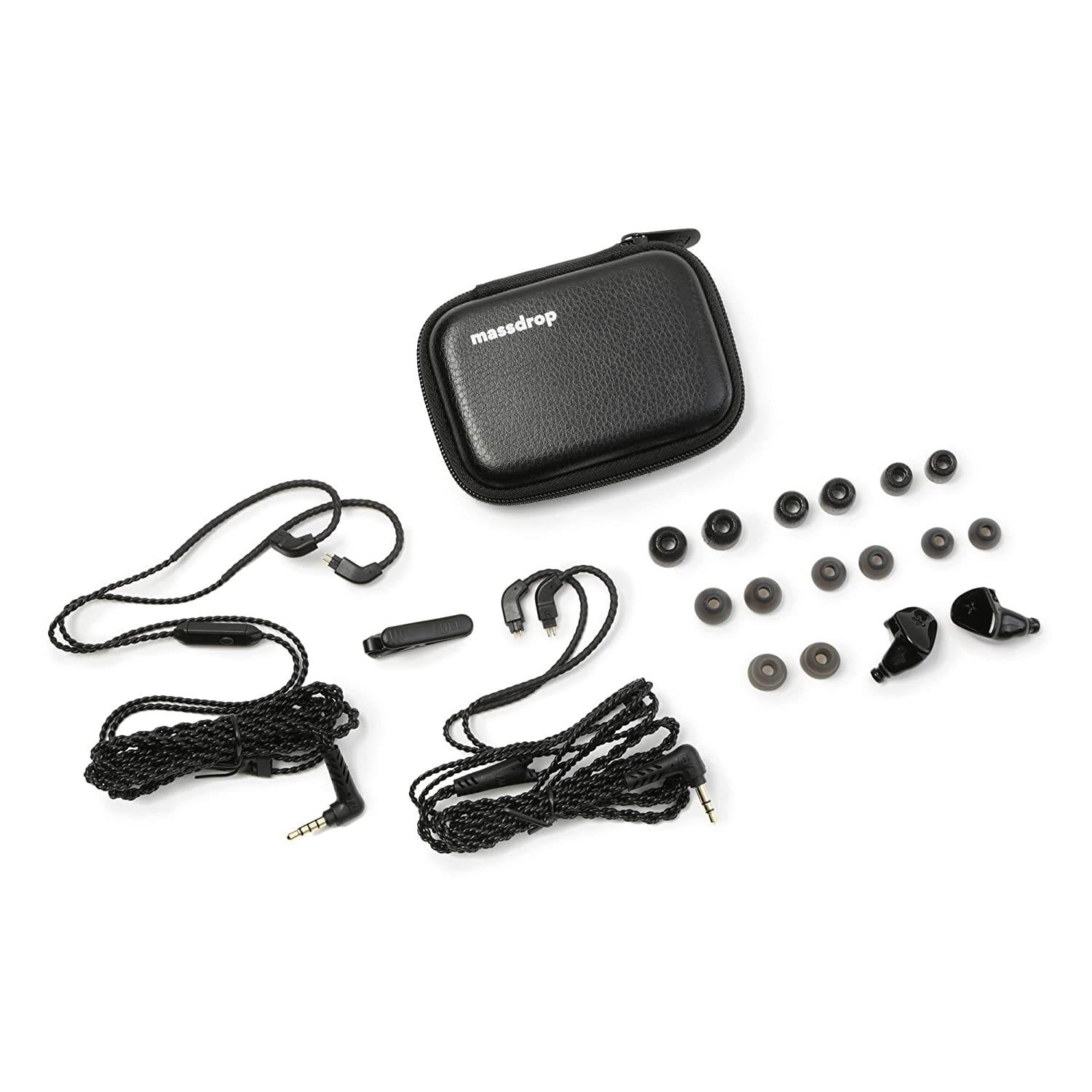 Massdrop x MEE Audio Planamic in-Ear Monitors - Planar Magnetic HiFi Headphones with Omnidirectional Microphone and Remote, Detachable Braided Cable, Over-Ear Style, Comply Silicon Ear Tips (Black)