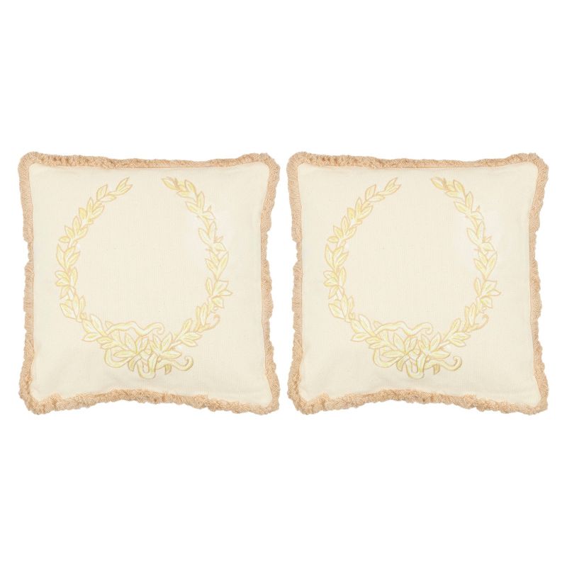 Cream Crest Throw Pillow 2pk (18"x18") - Safavieh