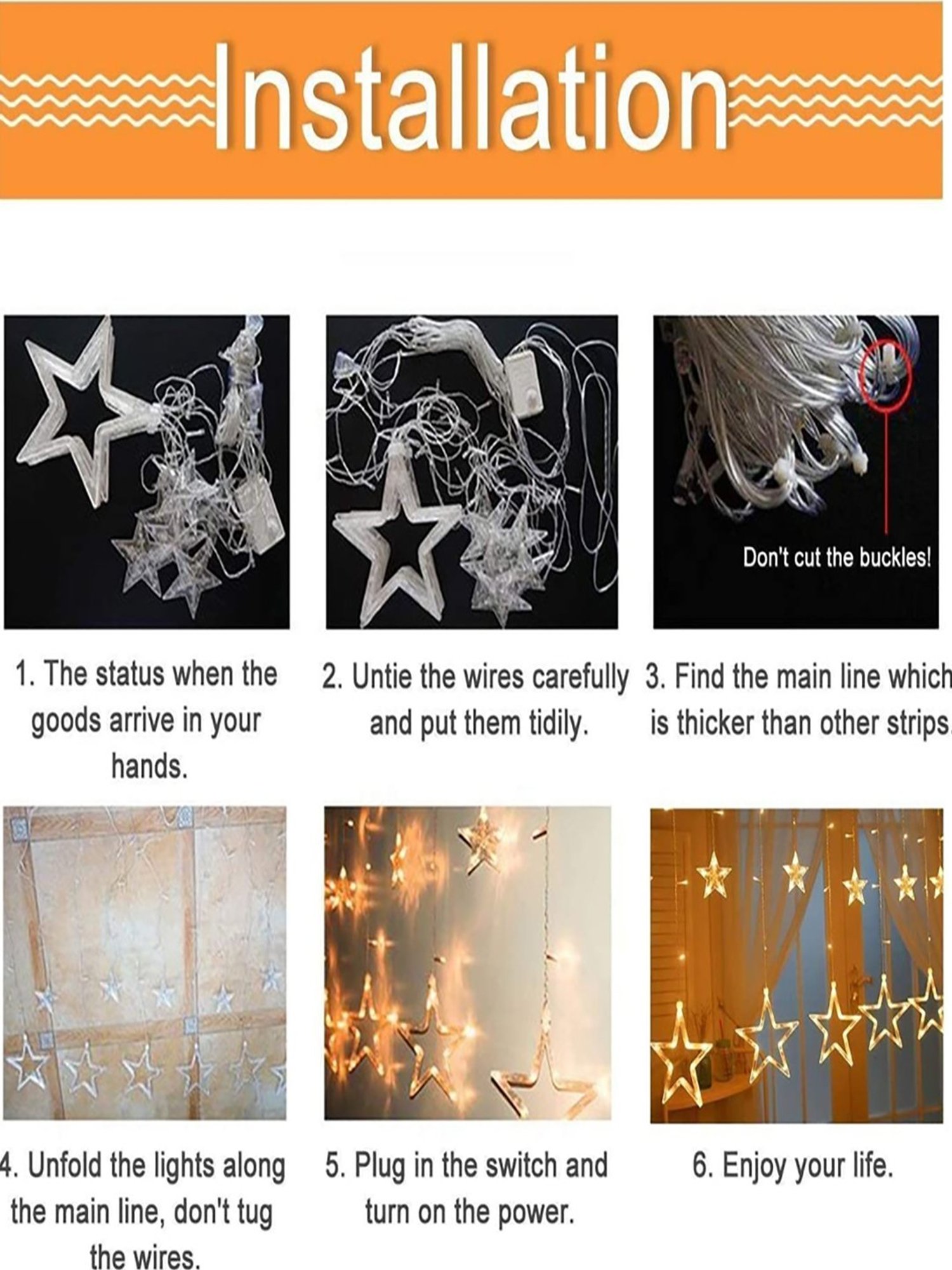 Xergy Star Curtain 12 Stars 138 LED String Lights (Warm White)