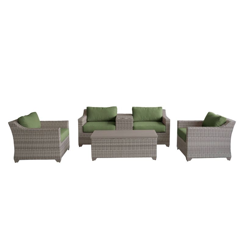 Nolin 7pc Sectional Weathered Brown Frame Sunbrella Spectrum Denim Fabric - La-Z-Boy