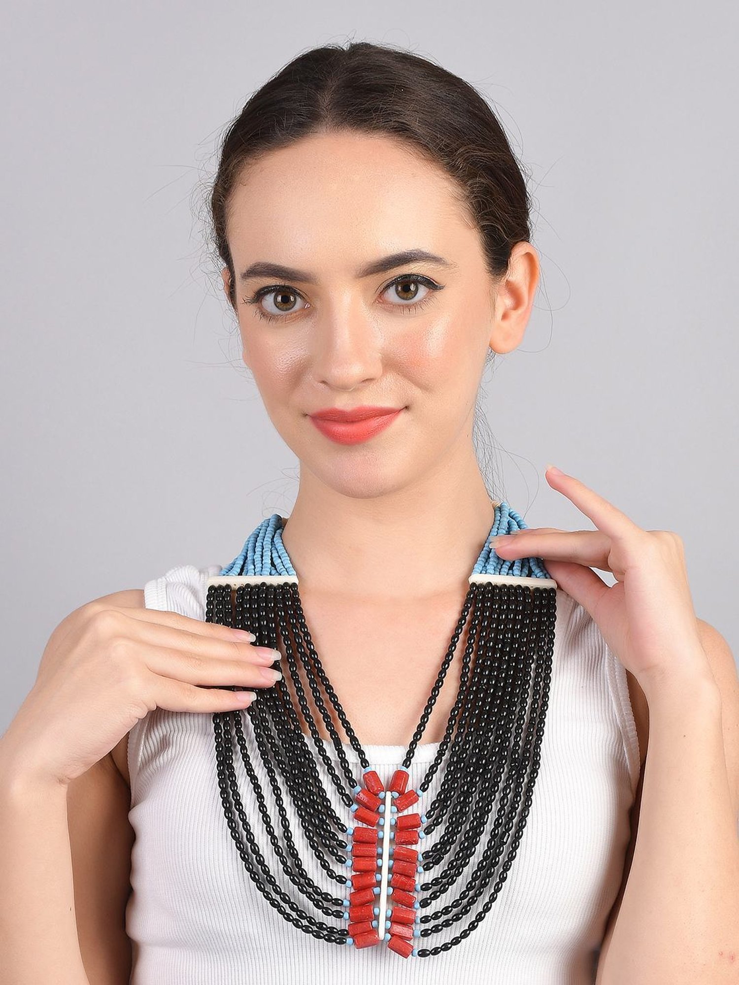 Imli Street Multicolor Vintage Naga Beaded Tribal Necklace