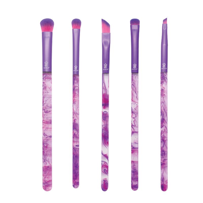 MODA Brush Purple Smoke Show 5pc Eye Makeup Brush Set, Includes - Domed Shadow, SM Shader, Triad Eye, and Angle Liner Brushes