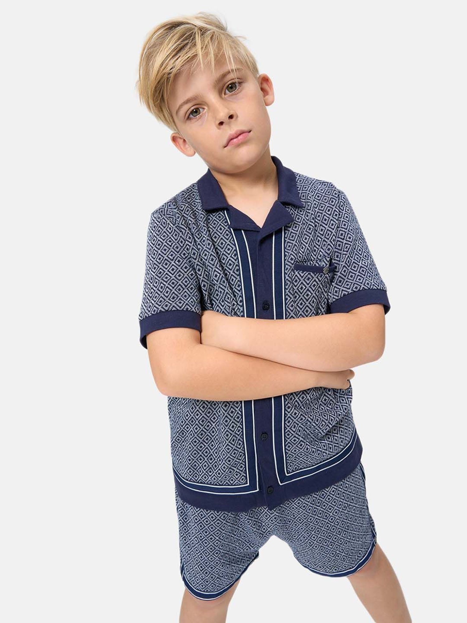 Angel & Rocket Kids Navy Printed Shorts