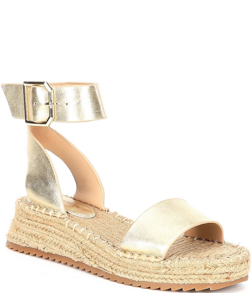 Antonio Melani Fosterr Leather Ankle Strap Espadrille Wedges