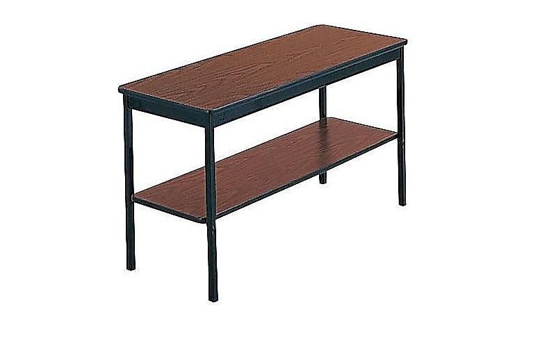 Barricks Utility Table with Bottom Shelf Rectangular 48w x 18d x 30h Walnut/Black UTS1848WA