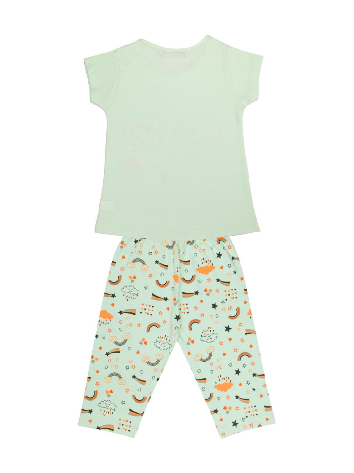 Todd N Teen Kids Green Cotton Printed T-Shirt & Capris