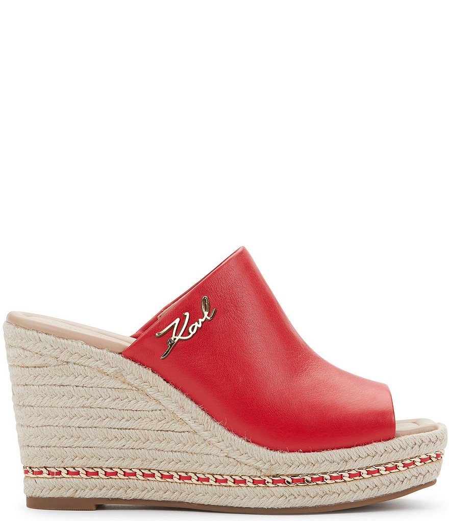 KARL LAGERFELD PARIS Corissa Leather Platform Wedge Espadrilles