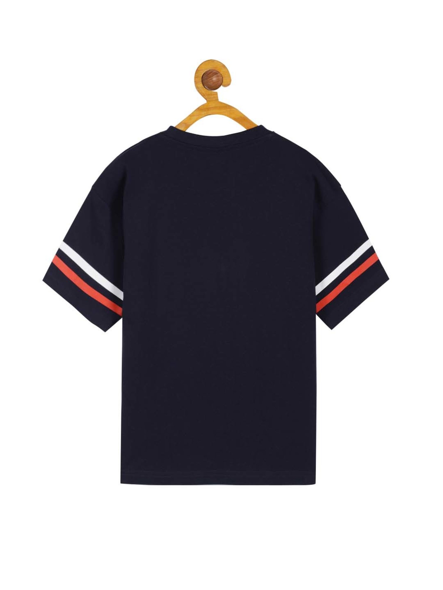 Plum Tree Kids Navy & Peach Cotton Printed T-Shirt (Pack of 2)