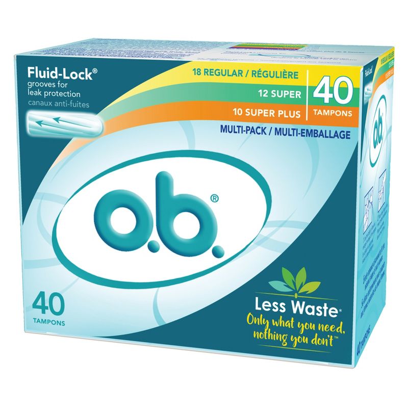 o.b. Original Multipack Tampons - Applicator-Free - Unscented - Regular/Super/Super Plus - 40ct