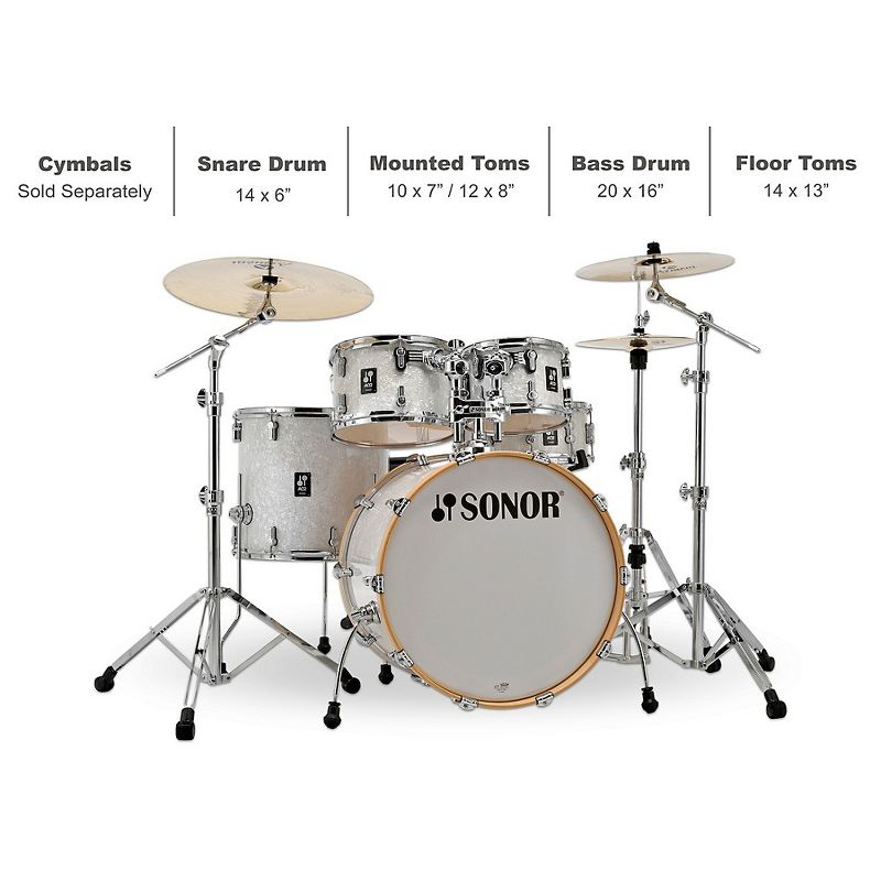 Sonor SONOR AQ2 Studio Maple 5-Piece Shell Pack White Marine Pearl