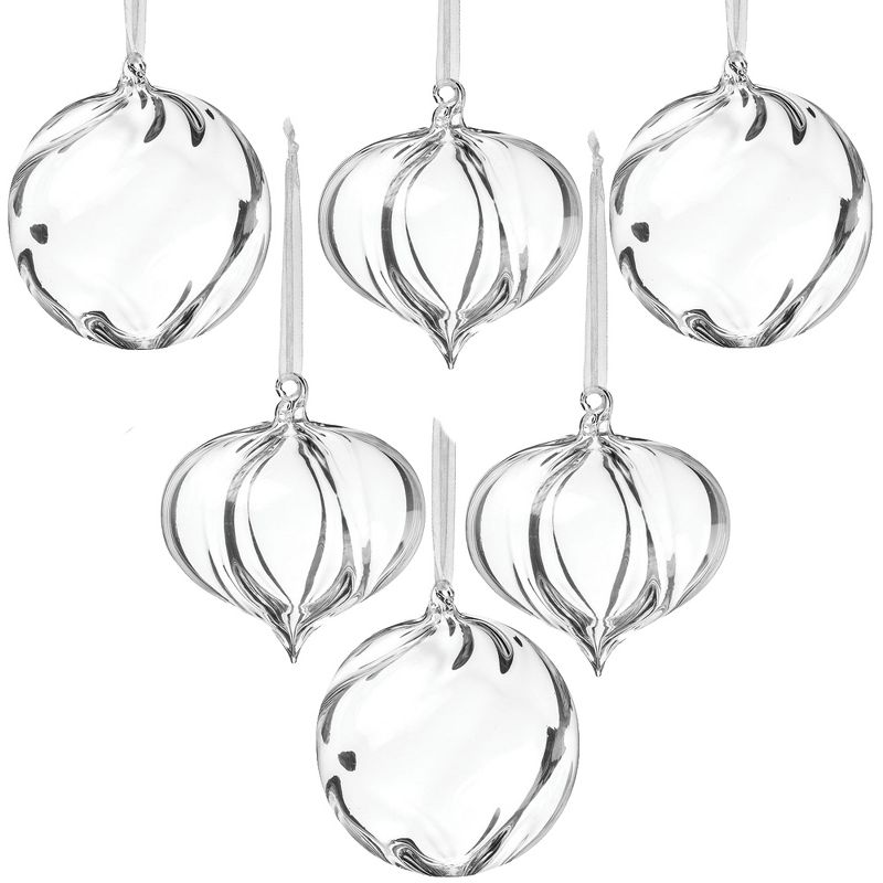 Sullivans Set of 6 Swirl Ornament Kit 4"H & 4"H Clear and Silver