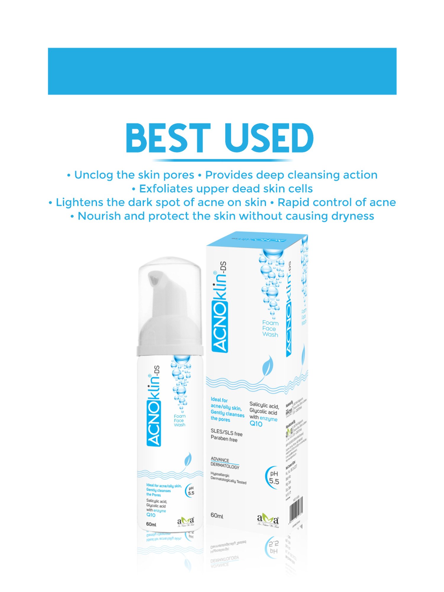 Vegetal Acnoklin-Ds Foam Face Wash - 60 gm