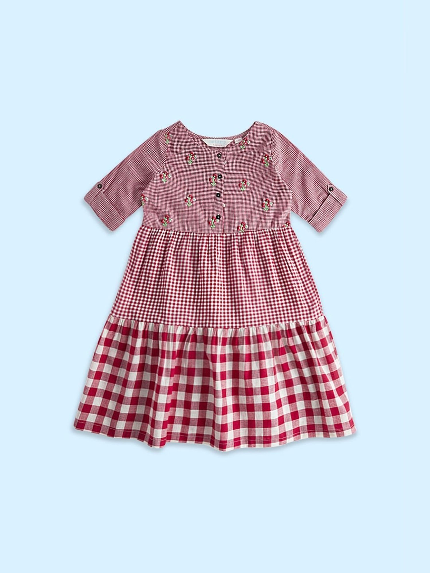 Akkriti by Pantaloons Kids Red Cotton Embroidered Dress