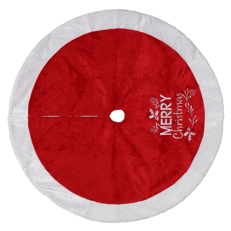 Northlight 48" Red and White 'Merry Christmas' Embroidered Tree Skirt Christmas Decor
