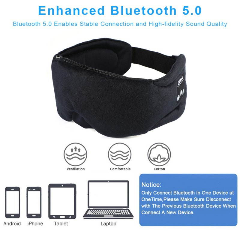 Bobora Sleep Headphones Bluetooth 5.0 Eye Mask For Men Women Noise Cancelling Sleeping Mask With Adjustable Strap Blue