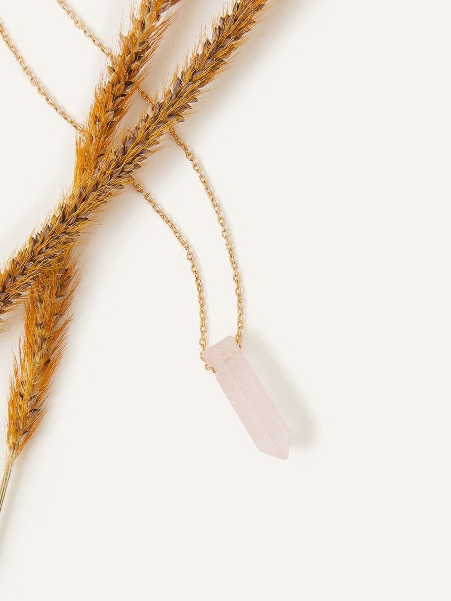 Accessorize London Real Gold-Plated Pink Z Rough Cut Shard Hs Nk Rose Quartz Necklace
