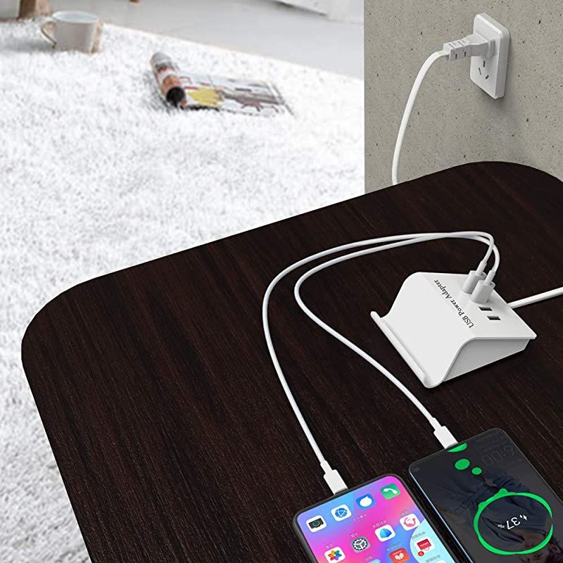 Charging Station, 4 Desktop Charging Station for Multiple Devices Compatible with Smart Phones, Speaker, Power Bank and More