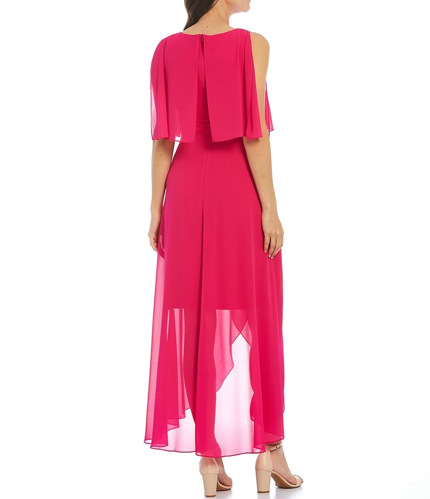 Jessica Howard Petite Size Short Split Sleeve Hi-Low Belted Popover Dress