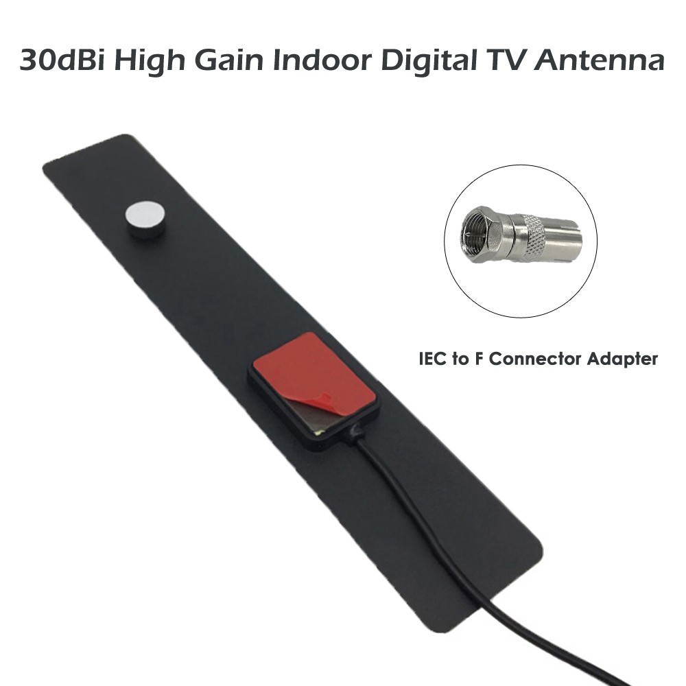 TV-BM-023 Universal Indoor HDTV Digital TV Antenna 30-50 Miles Range Active Directional Super Thin Antenna 30dBi High Gain Strong Signal Fixed with Strong Adhesive Sticker Digital Antenna