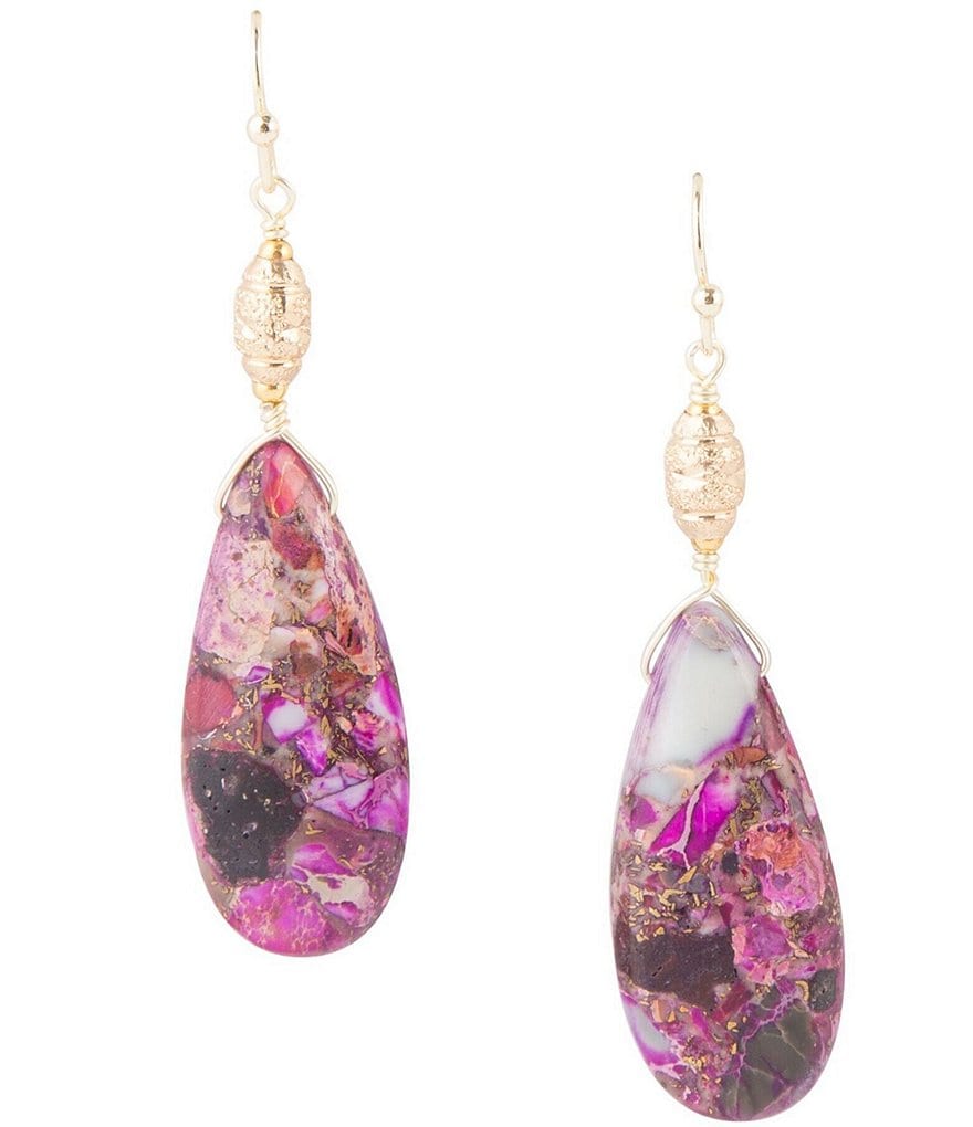 Barse Fuchsia Jasper Drop Earrings