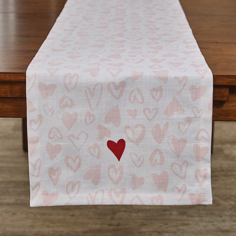 Split P Wild Hearts Table Runner - 72"L - White