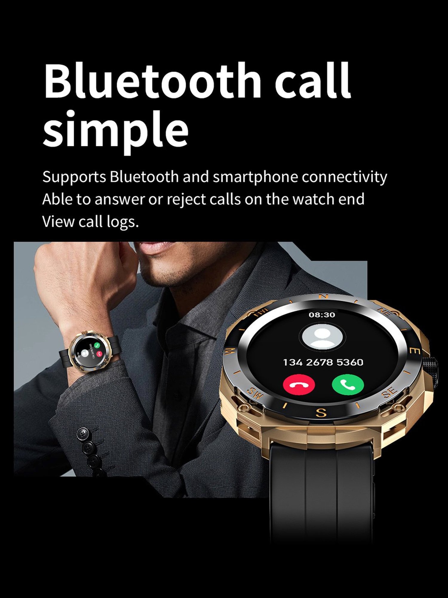 Minix Bond 1.32 inch Bluetooth Calling Smartwatch with 3 Interchangeable Watch Case & Strap (Black)